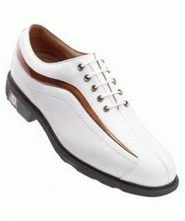   ICON 52347 Mens Golf Shoes 9 m ~ White/Bronze Patent Wave~Closeout