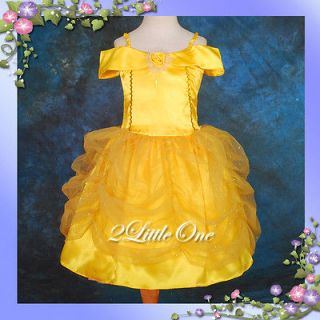 Halloween Girl Belle Princess Costume Party Fancy Golden Dress Up Sz 5 