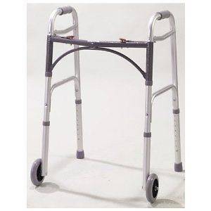 Drive Medical 10210 2 Button Release Adult Walker with 5 inch Wheels