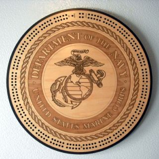 USMC Military Emblem Cribbage Board Marines