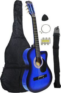   BLUE Cutaway Acoustic Guitar+GIGBAG+STRAP+TUNER+LESSON and More