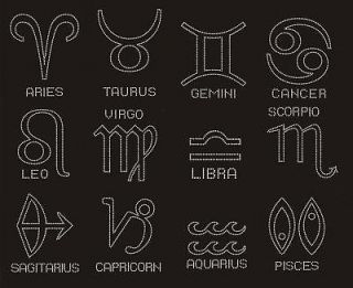 Rhinestone Iron On Design Motif Horoscope Zodiac Sign Astrology Symbol 