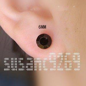 1p 4 8mm black MAGNETIC clip diamate earrings wo mens