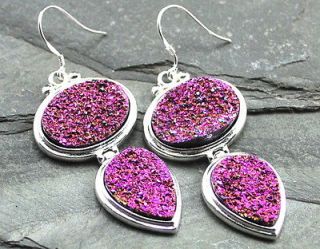purple druzy earrings in Earrings