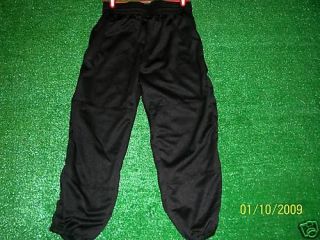   Youth Double Knee Pull Up Baseball Softball Pants Black 5 Sizes XS XL
