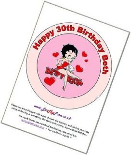 PERSONALISED BETTY BOOP Edible Rice Paper Large Cake Topper 7.5 # 