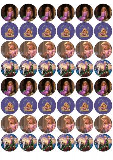 48 Tangled Edible cupcake toppers (rice paper)