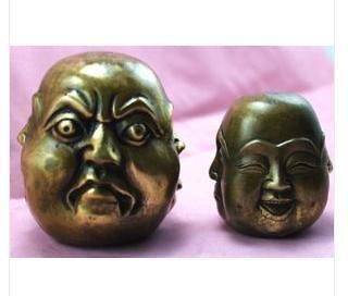 2Holy Rare Carved 4 face copper Buddha head statue