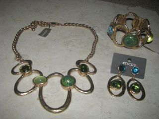 Chicos Ikia Bibb Necklace, Bracelet, Earrings, NWT,newest at Chicos