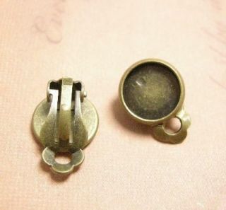 10pc antique bronze clip on earring finding 5832