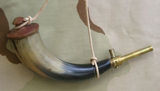 Classic Polished Powder Horn w/ Brass Powder tube spout