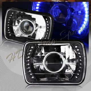   H6054 Sealed Beam Replacement Blue LED Black Projector Headlight Lamps