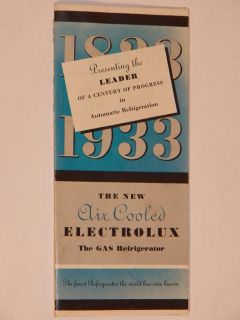 VINTAGE 1933 ELECTROLUX GAS REFRIGERATOR BROCHURE/CATALOG CENTURY OF 
