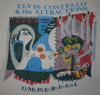 ELVIS COSTELLO vintage 1982 tour t shirt   punk new wave rock concert 