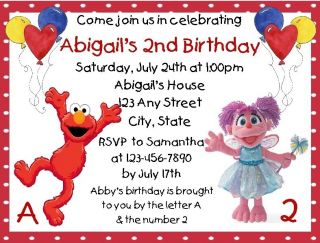 Elmo/Abby Cadabby Birthday Party Invitations
