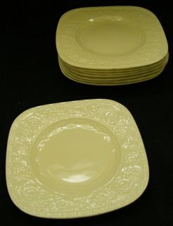 Crown Ducal Embossed Floral Set of 8 Square Salad Plates   Victorian 