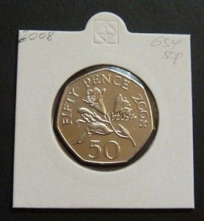 GB Q. ELIZABETH II   2008 GUERNSEY RARE UNC FIFTY PENCE   50P COIN