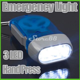 Emergency Hand Press Crank Dynamo Wind Up 3 LED Flashlight Torch Light 