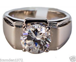 CHAMPIONSHIP 5 carat lab created Diamond MENS ring Platinum Overlay 