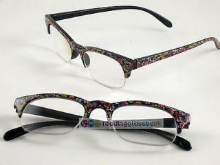 Trendy FLORAL Semi Rimless +1.0 / 1.00 READING GLASSES Spectacles 