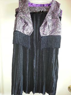   Gypsy Belly Dance Fortune Teller Costume Black Purple Bling Skirt Vest