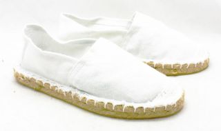   Plain White flat canvas slip on summer shoes / espadrilles NEW