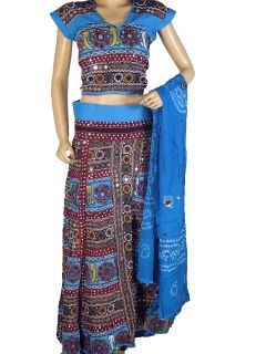 Ethnic Ghagra Lengha Skirt Choli Ethnic India Wear Embroidered Kutch 