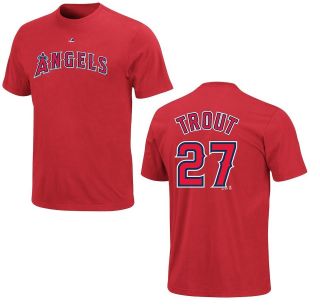 Los Angeles Angels Mike Trout Red Name and Number Jersey T Shirt Tee