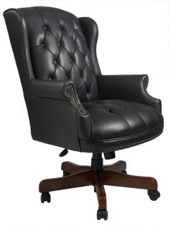 Black Traditional Wing Back Executive Desk Office Chair