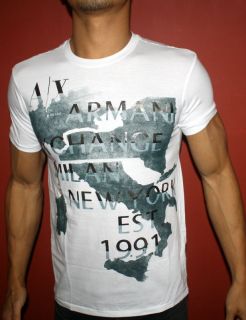 ARMANI EXCHANGE AX NWT GRAPHIC MUSCLE SLIM T SHIRT A/X PINEHURST WHITE 