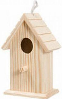 Birdhouse Red Shingle Styled Roof Natural Wood 1 Opening, Apox 3 x 5 