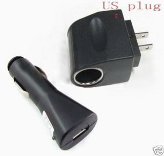 Car Charger USB Adaptor+Wall AC to 12V DC Car Converter