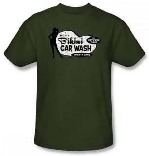 BobS Bikini Car Wash Military Green Adult Shirt GSA241 AT
