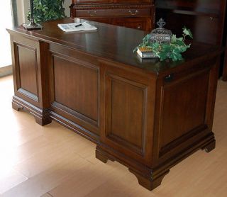 Classic Brown Cherry Double Pedestal Executive Office Desk