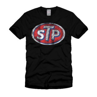 STP Vintage Logo T Shirt Distressed Style Auto Racing Motor Shirt