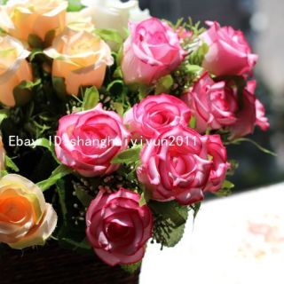 PCS Beautiful Artificial Flower Silk Rose Wedding Bouquet Home 