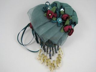   Fabric Bonnet Hat Cushion Flower Shell Beaded Strand Brooch Pin 5