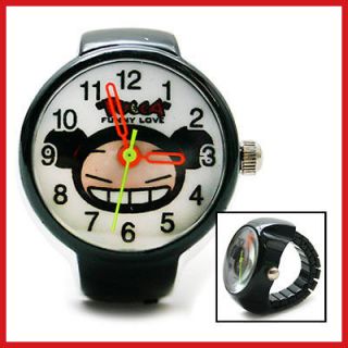 Pucca Cute Stainless Ring Finger Watch  Black *RARE*