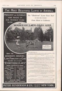 1904 HENDERSON LAWN CARE EQUIPMENT GRASS SEED WORKING FARM HORSE AD