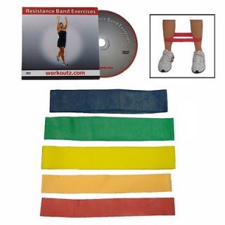 WORKOUTZ ANKLE RESISTANCE BANDS WITH DVD (SET OF 5) FITNESS EXERCISE 
