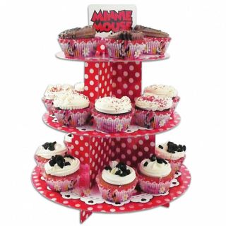 30cm Disney Minnie Mouse Red Polka Dots Party 3 Tier Cupcake Cake 