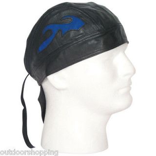   BLUE FLAME DESIGN LEATHER FASHIONABLE BANDANA HEADWRAP   Tie in Back
