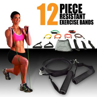 12 pc Resistance Exercise Bands Fitness Gym Workout use for Fit Abs 