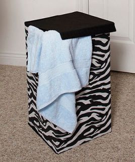  Zebra Animal Print Safari Black & White Laundry Room Hamper Bath Decor