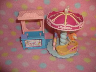 Fisher Price SWEET STREETS Dollhouse CAROUSEL AND SNACK TICKET BOOTH 