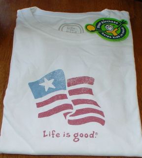 Life Is Good Waving Flag American XL T Shirt
