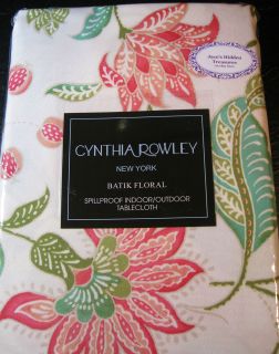 INDOOR/OUTDOOR SPILLPROOF TABLECLOTH BY CYNTHIA ROWLEY OF NY  ASSORTED 