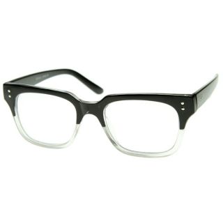 Clear Lens Horned Rim Retro Wayfer Style Eye Glasses with Metal Rivets