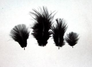 Marabou Feathers 1/4 oz Small 1 3 fluffs BLACK approx. 105 per bag