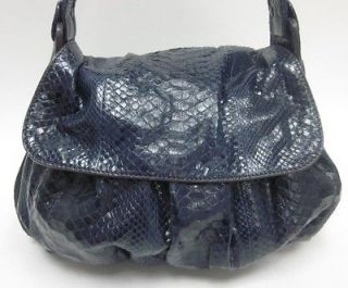 ZAGLIANI Navy Snakeskin Flap Top Shoulder Bag Handbag